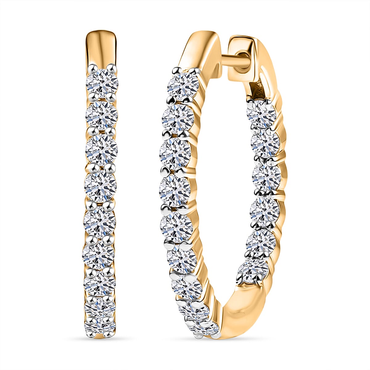 Luxuriant Lab Grown Diamond (SI-GH) Full Hoop Earring in 18K Vermeil Yellow Gold Plated Sterling Silver 1.50 Ct.