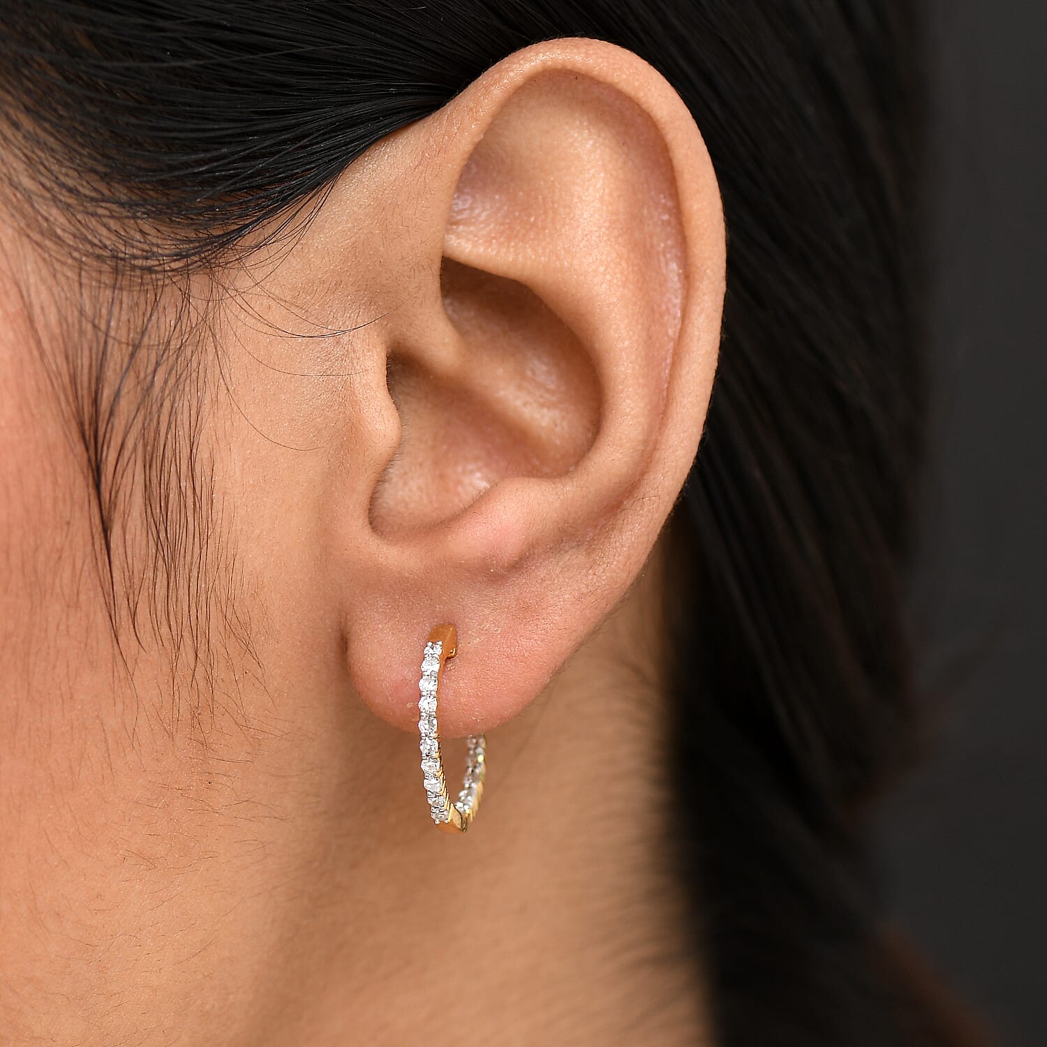 Luxuriant Lab Grown Diamond (SI-GH) Full Hoop Earring in 18K Vermeil Yellow Gold Plated Sterling Silver 1.50 Ct.