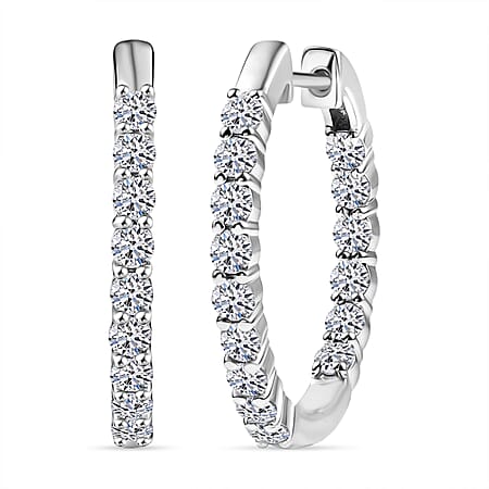 LUXURIANT 1.5 Ct. Lab Grown Diamond Full Hoop Inside-Out Earring in Rhodium Overlay Sterling Silver (SI-GH)
