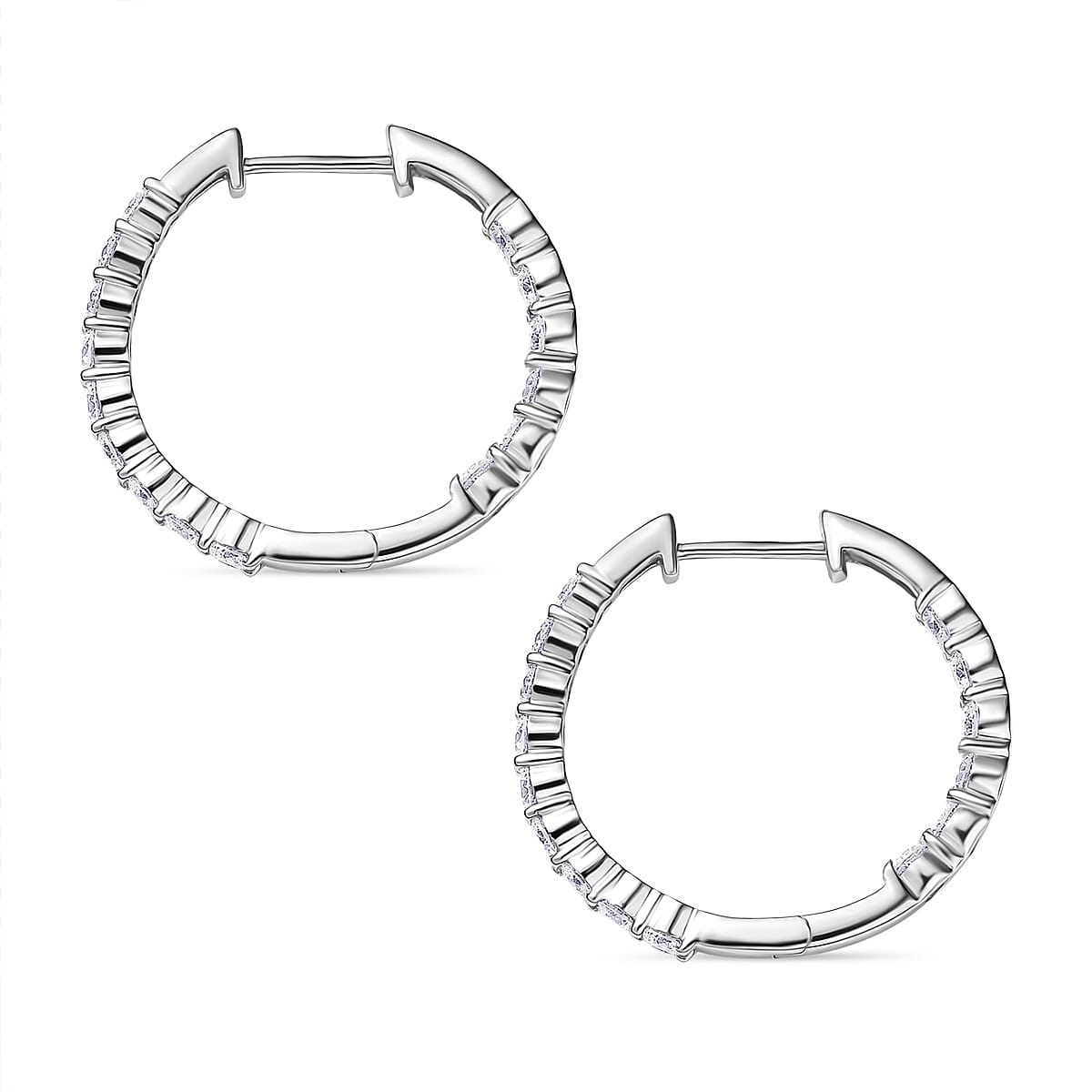 Luxuriant Lab Grown Diamond (SI-GH) Full Hoop Earring in Rhodium Overlay Sterling Silver 1.50 Ct.