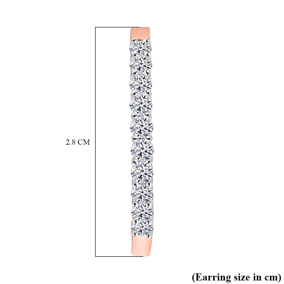 Luxuriant Lab Grown Diamond (SI-GH) Full Hoop Earring in 18K Vermeil Rose Gold Plated Sterling Silver 2.00 Ct, Silver Wt. 5.25 Gms.