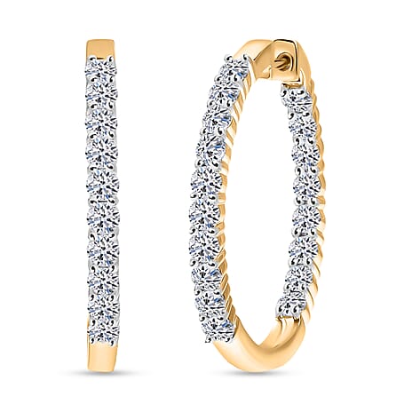 Luxuriant Lab Grown Diamond (SI-GH) Full Hoop Earring in 18K Vermeil Yellow Gold Plated Sterling Silver 2.00 Ct, Silver Wt. 5.25 Gms.