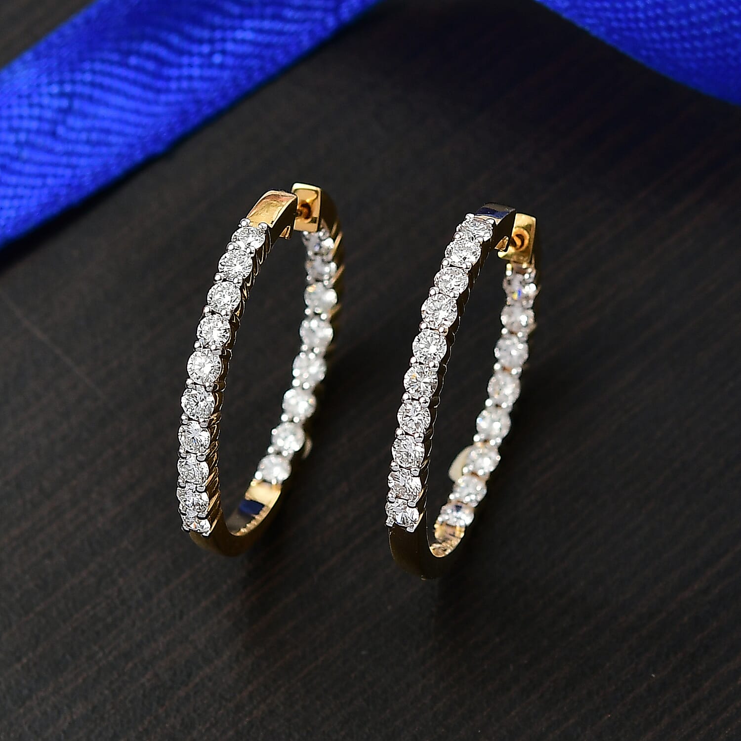 Luxuriant Lab Grown Diamond (SI-GH) Full Hoop Earring in 18K Vermeil Yellow Gold Plated Sterling Silver 2.00 Ct, Silver Wt. 5.25 Gms.