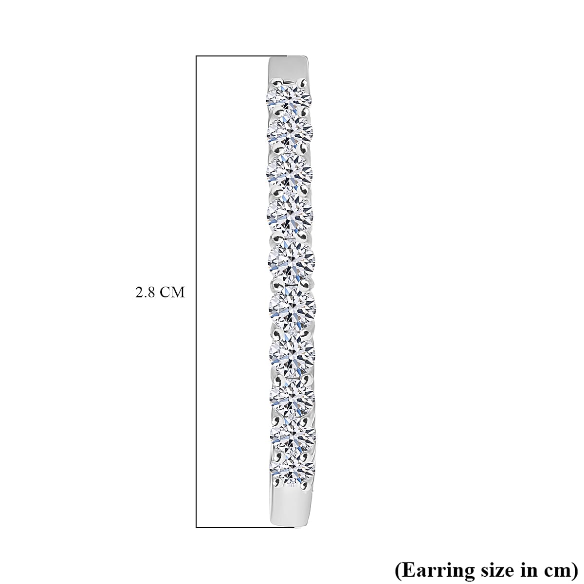 Luxuriant Lab Grown Diamond (SI-GH) Full Hoop Earring in Rhodium Overlay Sterling Silver 2.00 Ct, Silver Wt. 5.16 Gms.
