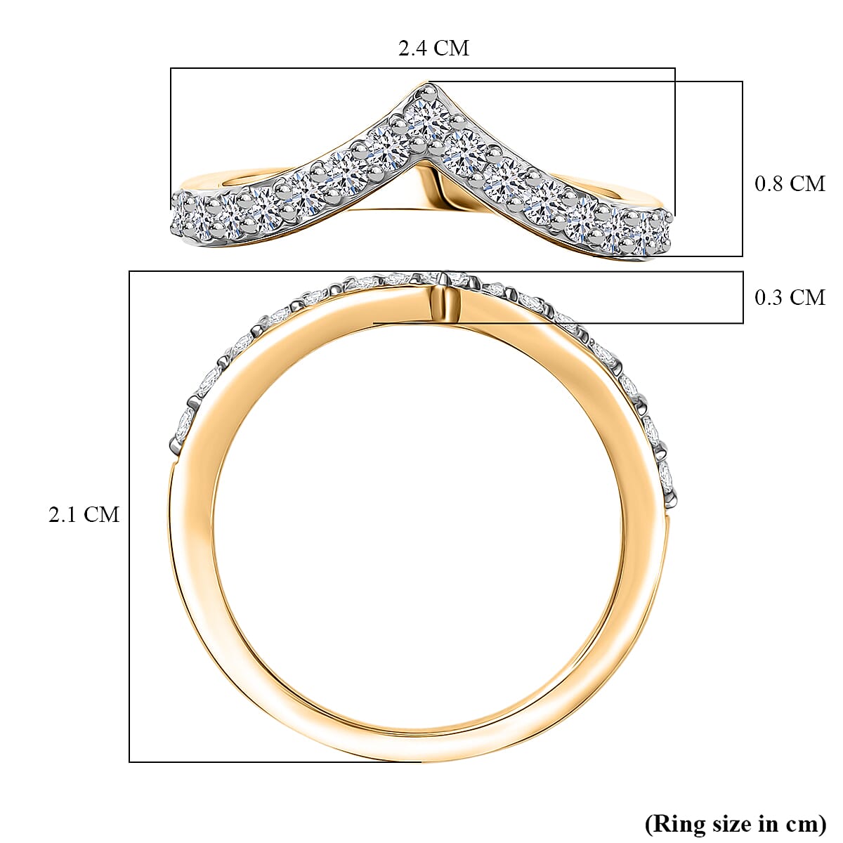 Luxuriant Lab Grown Diamond Chevron Knife Edge Ring in 18K YG VermeilSterling Silver  0.495  Ct.