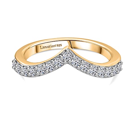 Luxuriant Lab Grown Diamond Chevron Knife Edge Ring in 18K YG VermeilSterling Silver  0.495  Ct.