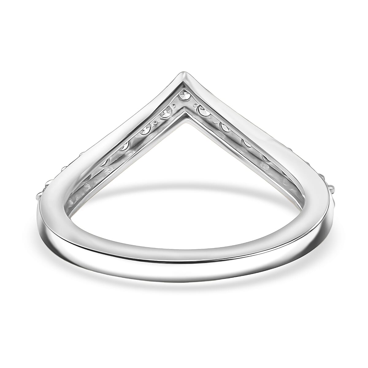 Luxuriant Lab Grown Diamond Chevron Knife Edge Ring in Rhodium OverlaySterling Silver  0.495  Ct.
