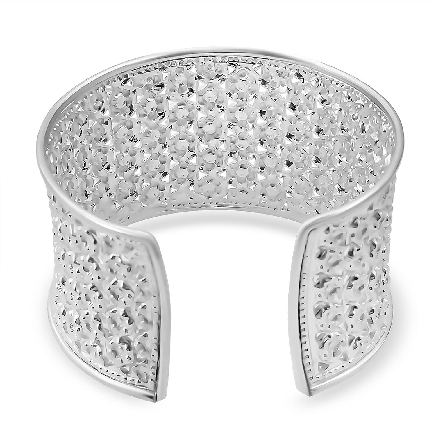 Treasure of Siam - Sterling Silver FRANGIPANI Cuff Bangle (Size 7.5), Silver Wt. 42.00 Gms.