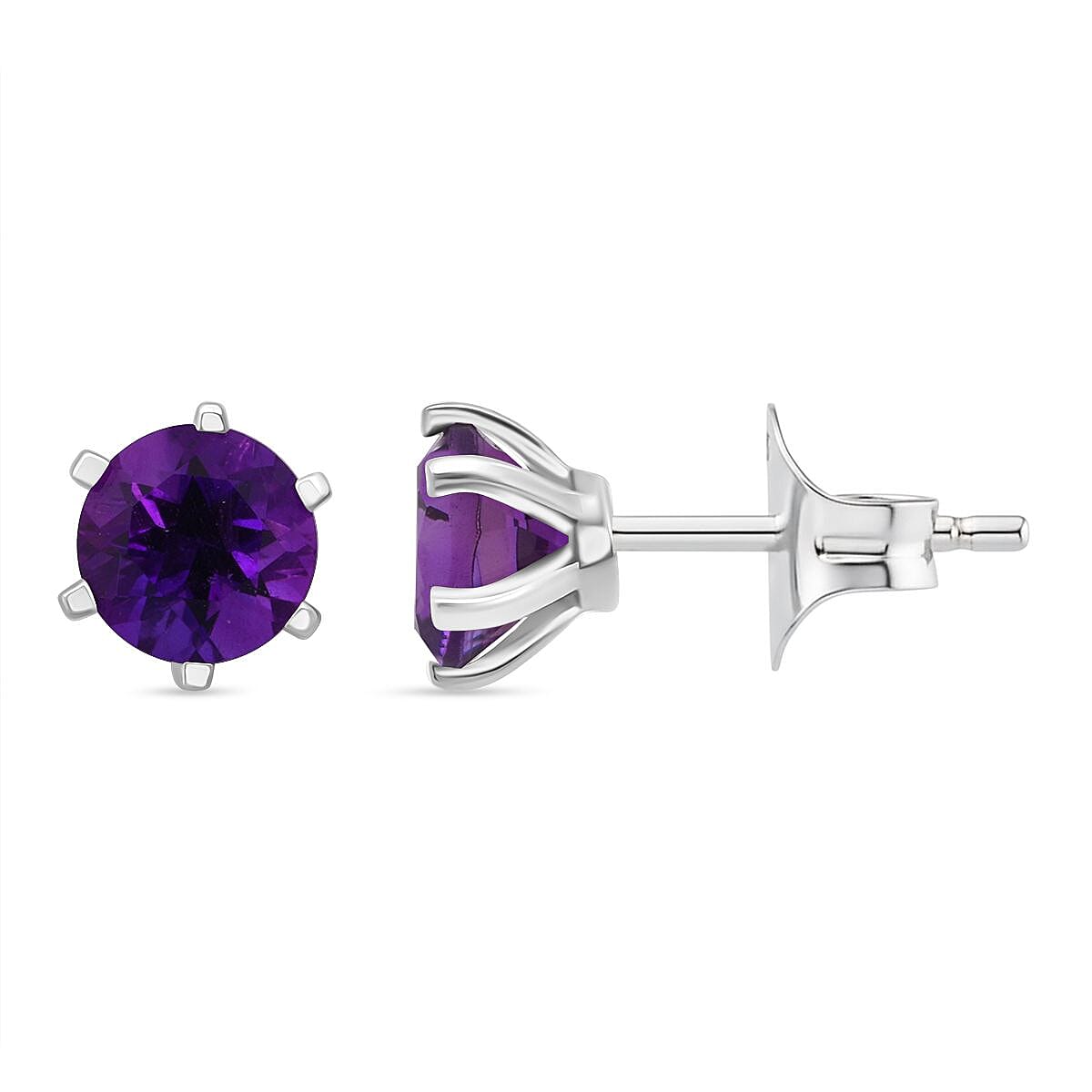 D'Joy African Amethyst Earring in Rhodium Overlay Sterling Silver 1.53 Ct.
