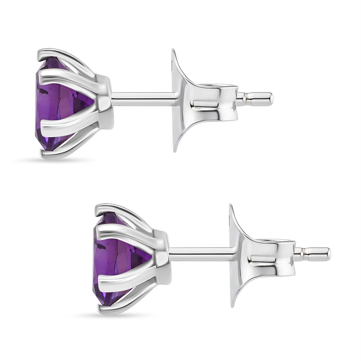 D'Joy African Amethyst Earring in Rhodium Overlay Sterling Silver 1.53 Ct.