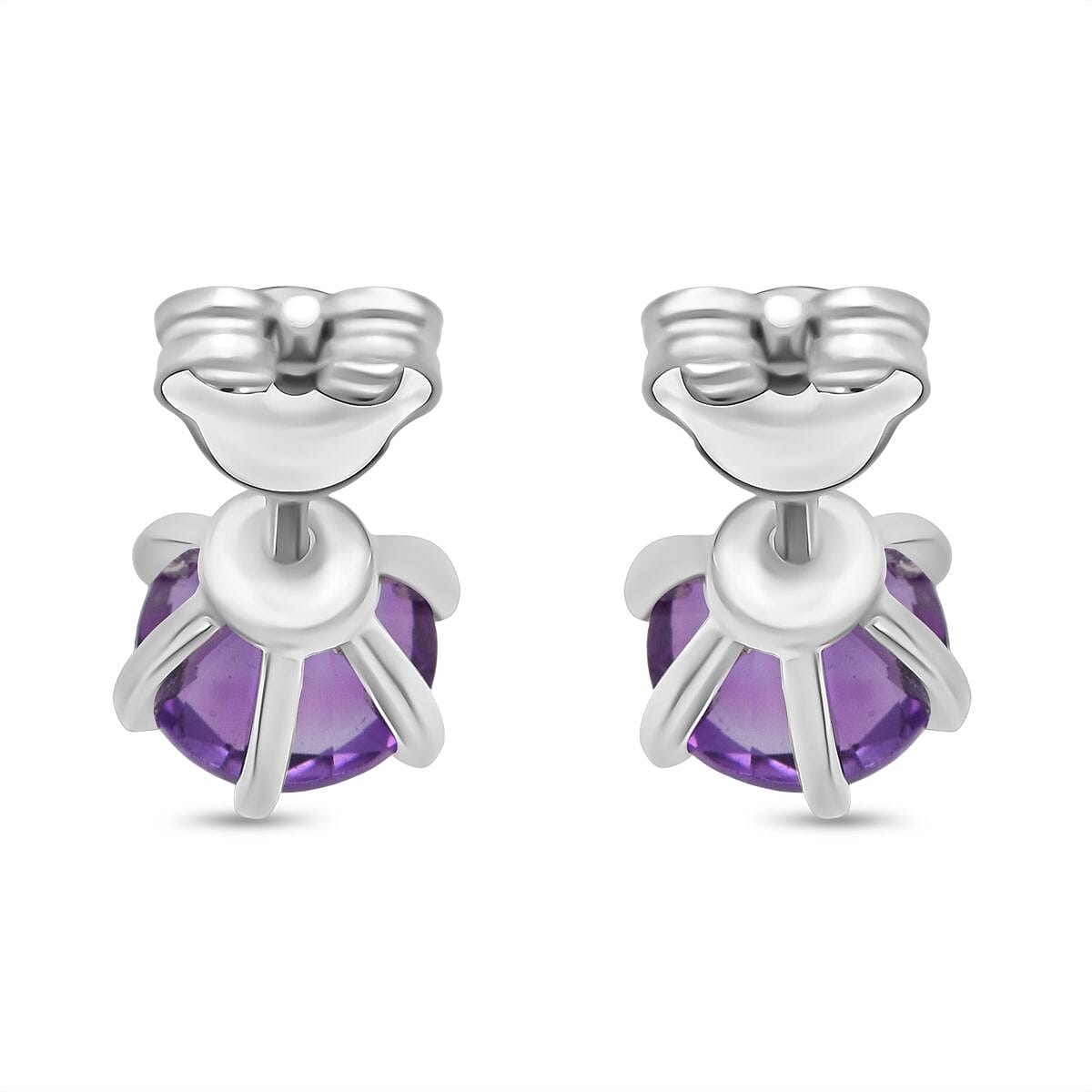 D'Joy African Amethyst Earring in Rhodium Overlay Sterling Silver 1.53 Ct.