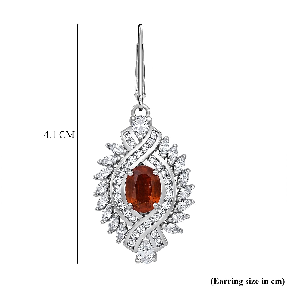 D'Joy - Tangerine Kyanite & White Zircon Lever Back Earring in Rhodium Overlay Sterling Silver 8.35 Ct.