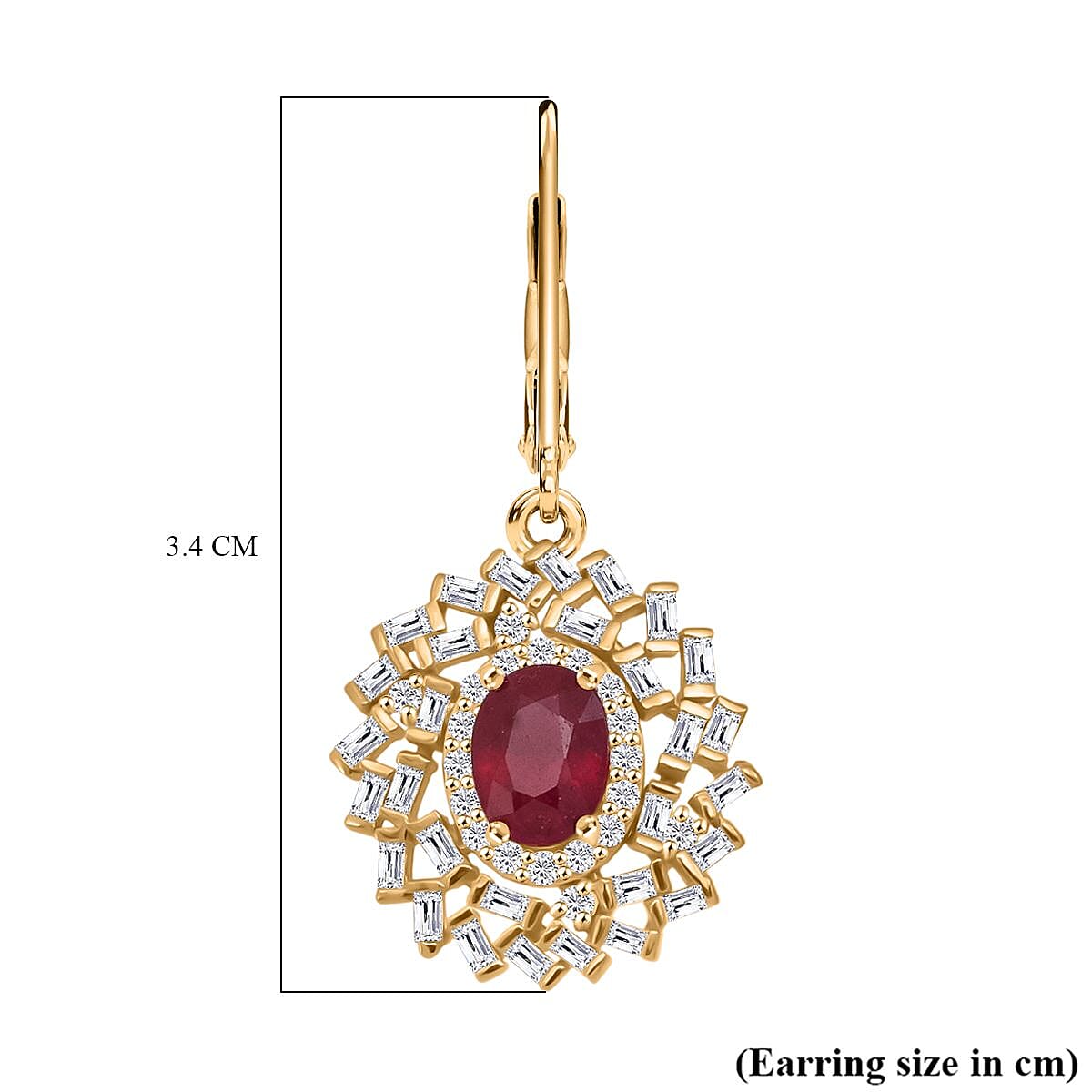 D'Joy Fissure Filled Ruby, Moissanite Earring in Rhodium OverlaySterling Silver  3.800  Ct.