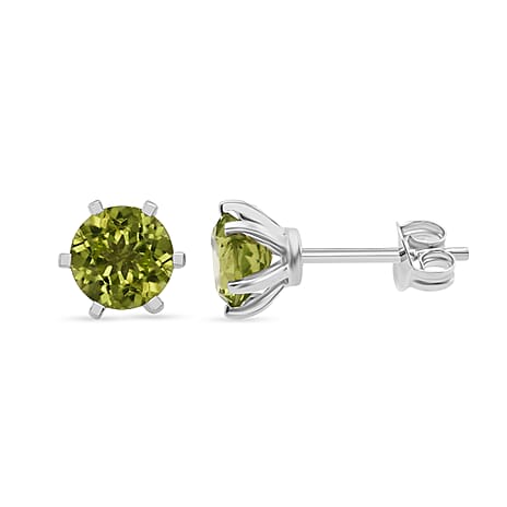 D'Joy Peridot Earring with Push Back in Rhodium Overlay Sterling Silver 1.60 Ct.