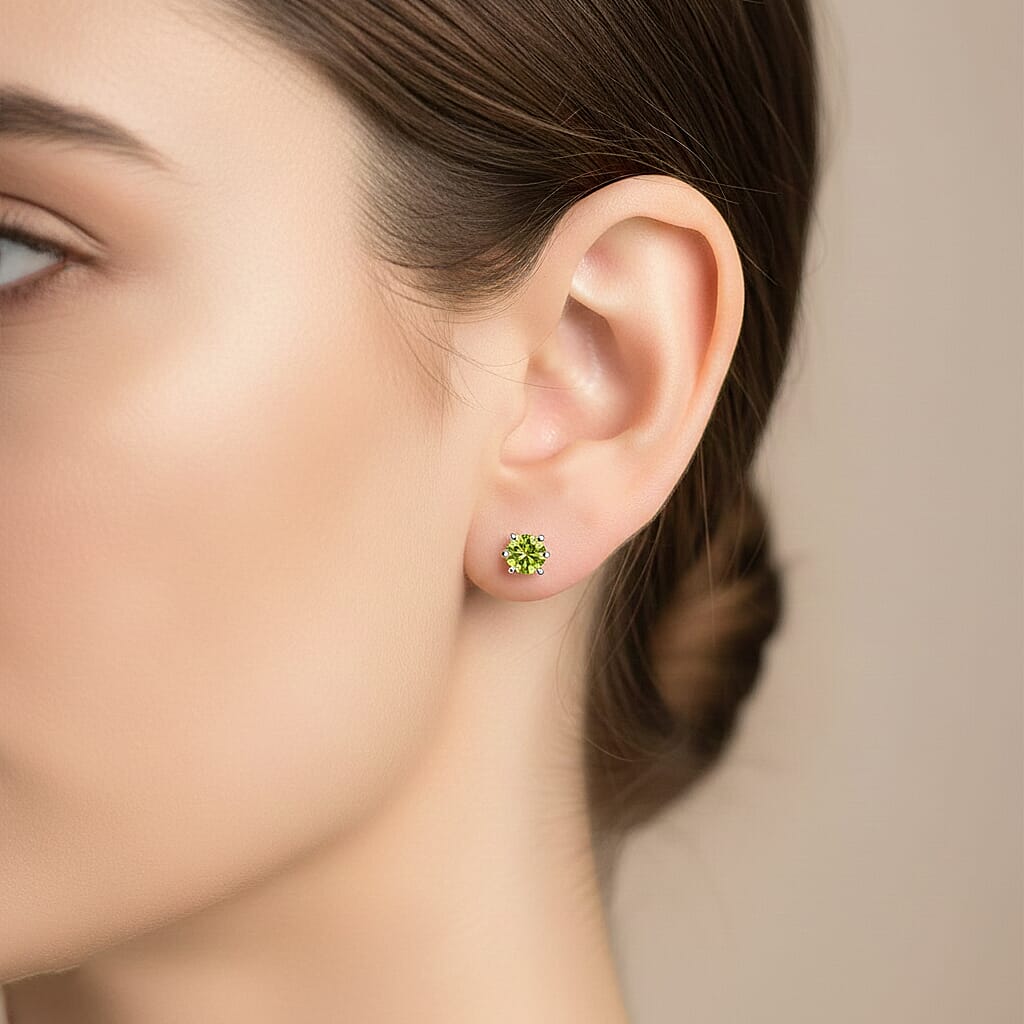 D'Joy Peridot Earring with Push Back in Rhodium Overlay Sterling Silver 1.60 Ct.