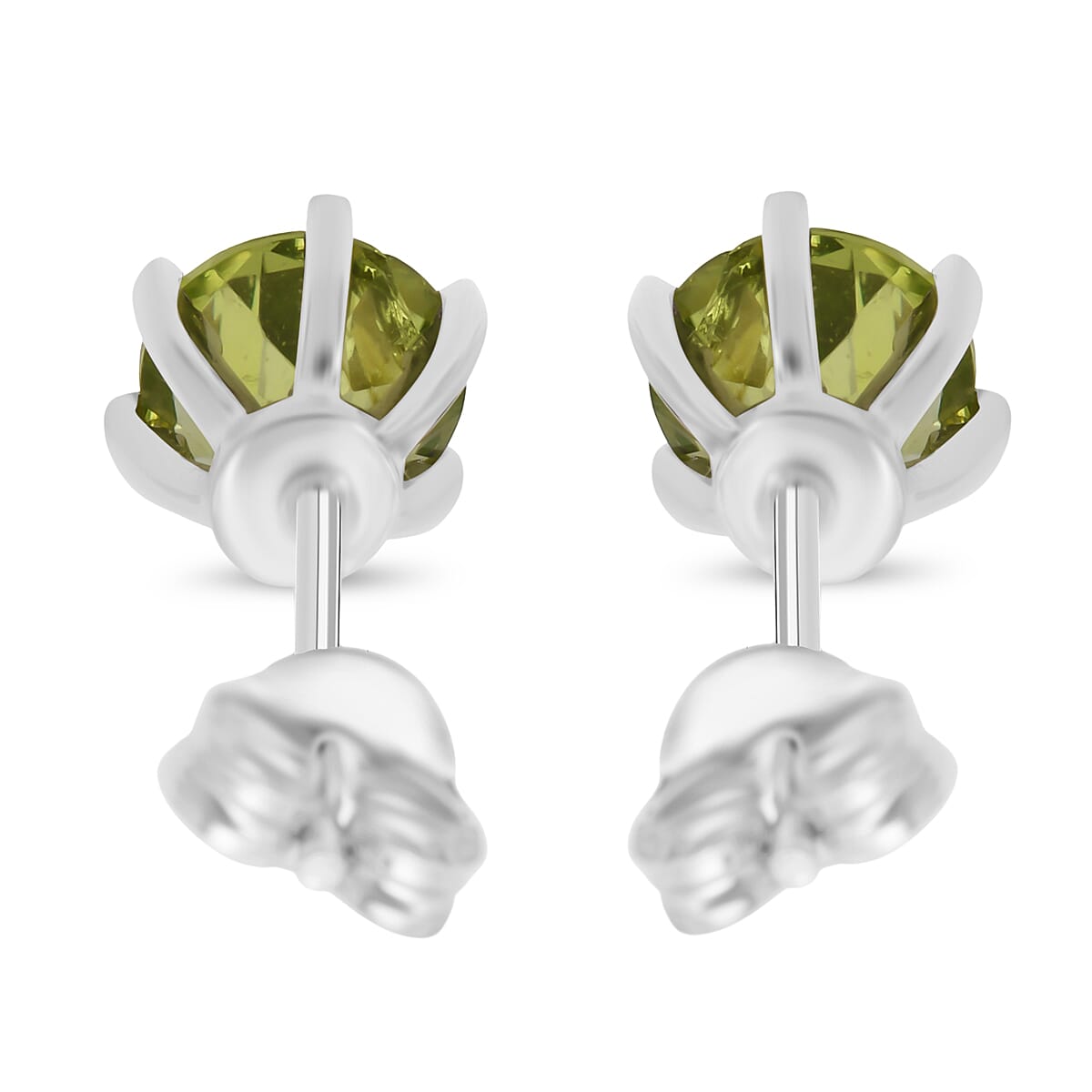 D'Joy Peridot Earring with Push Back in Rhodium Overlay Sterling Silver 1.60 Ct.