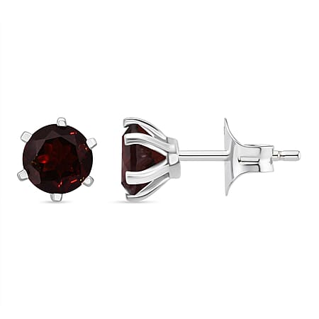 D'Joy Red Garnet Earring in Rhodium Overlay Sterling Silver 1.89 Ct.