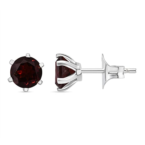 D'Joy Red Garnet Earring in Rhodium Overlay Sterling Silver 1.89 Ct.