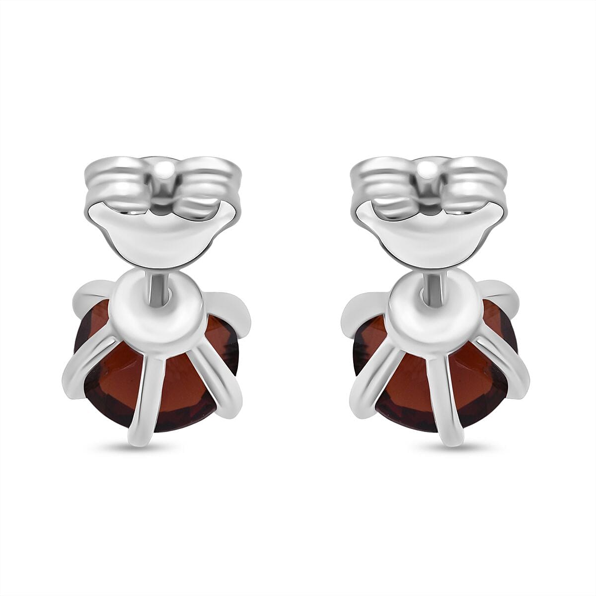 D'Joy Red Garnet Earring in Rhodium Overlay Sterling Silver 1.89 Ct.