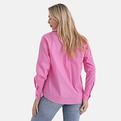 - Maisi 100% Cotton Classic Shirt (Size L, Fit 16 To 18) - Pink