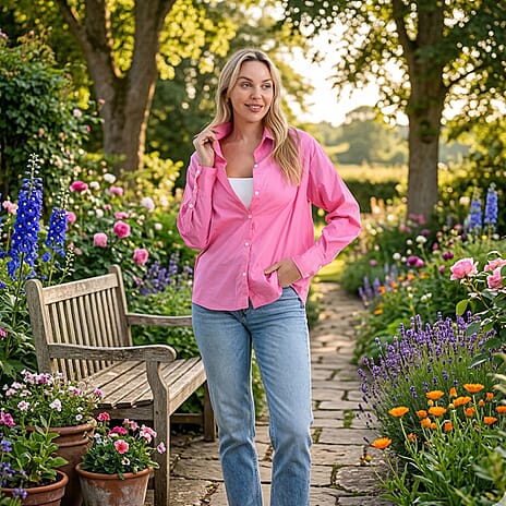 - Maisi 100% Cotton Classic Shirt (Size XL, Fit 20 To 22) - Pink