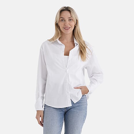 - Maisi 100% Cotton Classic Shirt (Size L, Fit 16 To 18) - White