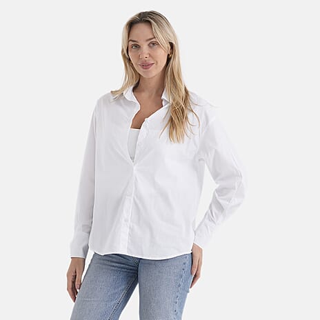 - Maisi 100% Cotton Classic Shirt (Size XL, Fit 20 To 22) - White