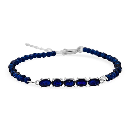 Masoala Sapphire Bracelet (Size - 7.5- 1.5 Inch) in Rhodium Overlay Sterling Silver 2.68 Ct.