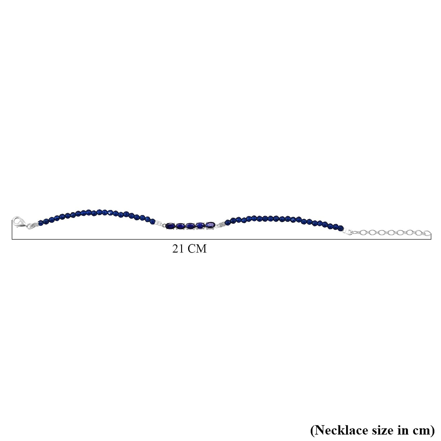 Masoala Sapphire Bracelet (Size - 7.5- 1.5 Inch) in Rhodium Overlay Sterling Silver 2.68 Ct.