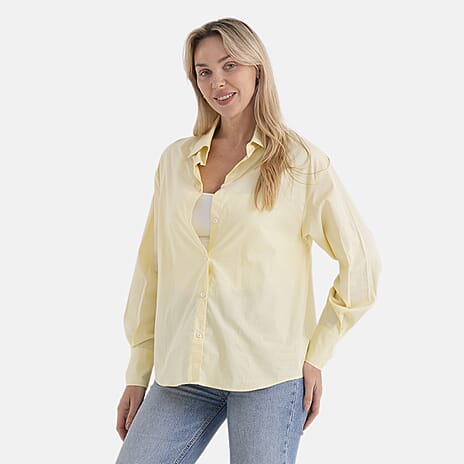 - Maisi 100% Cotton Classic Shirt (Size L, Fit 16 To 18) - Yellow