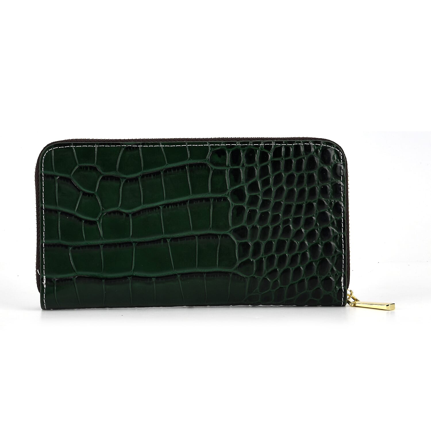 WILLIAM HUNT RFID Croc Embossed 100% Genuine Leather Wallet - Green