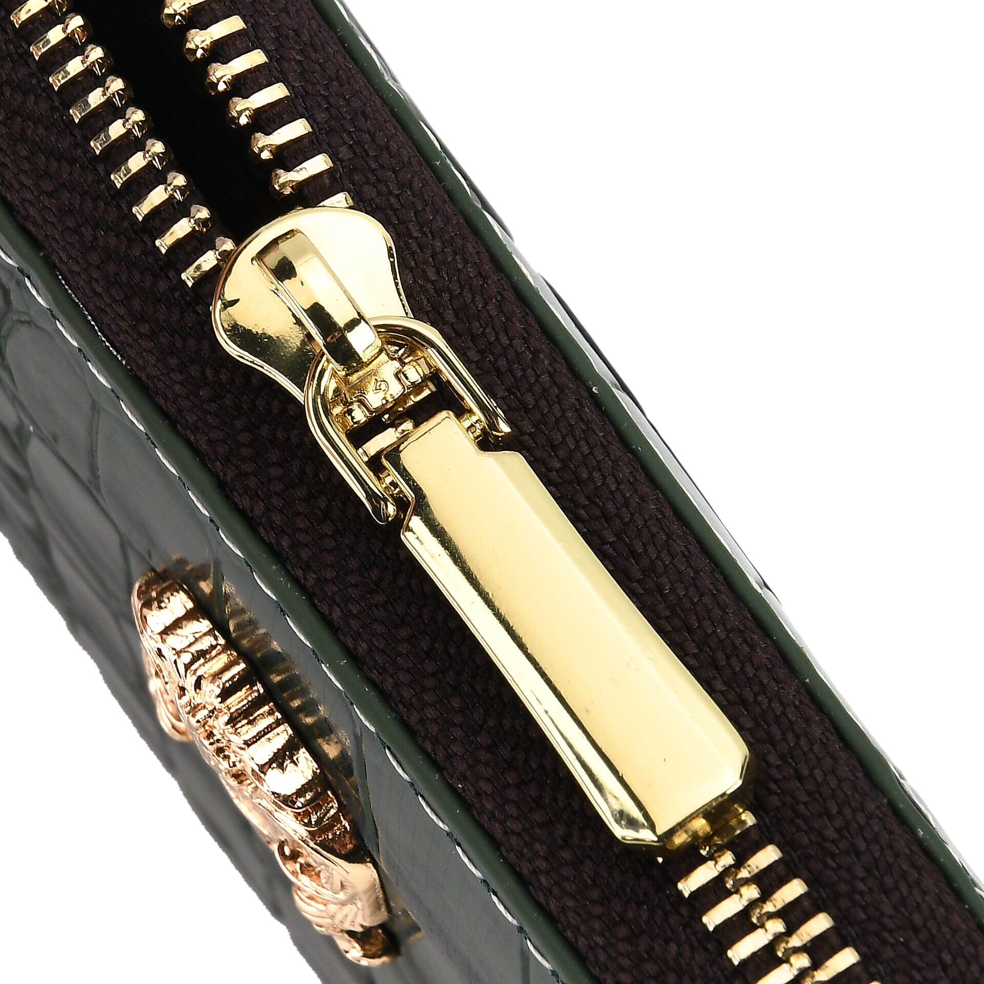 WILLIAM HUNT RFID Croc Embossed 100% Genuine Leather Wallet - Green