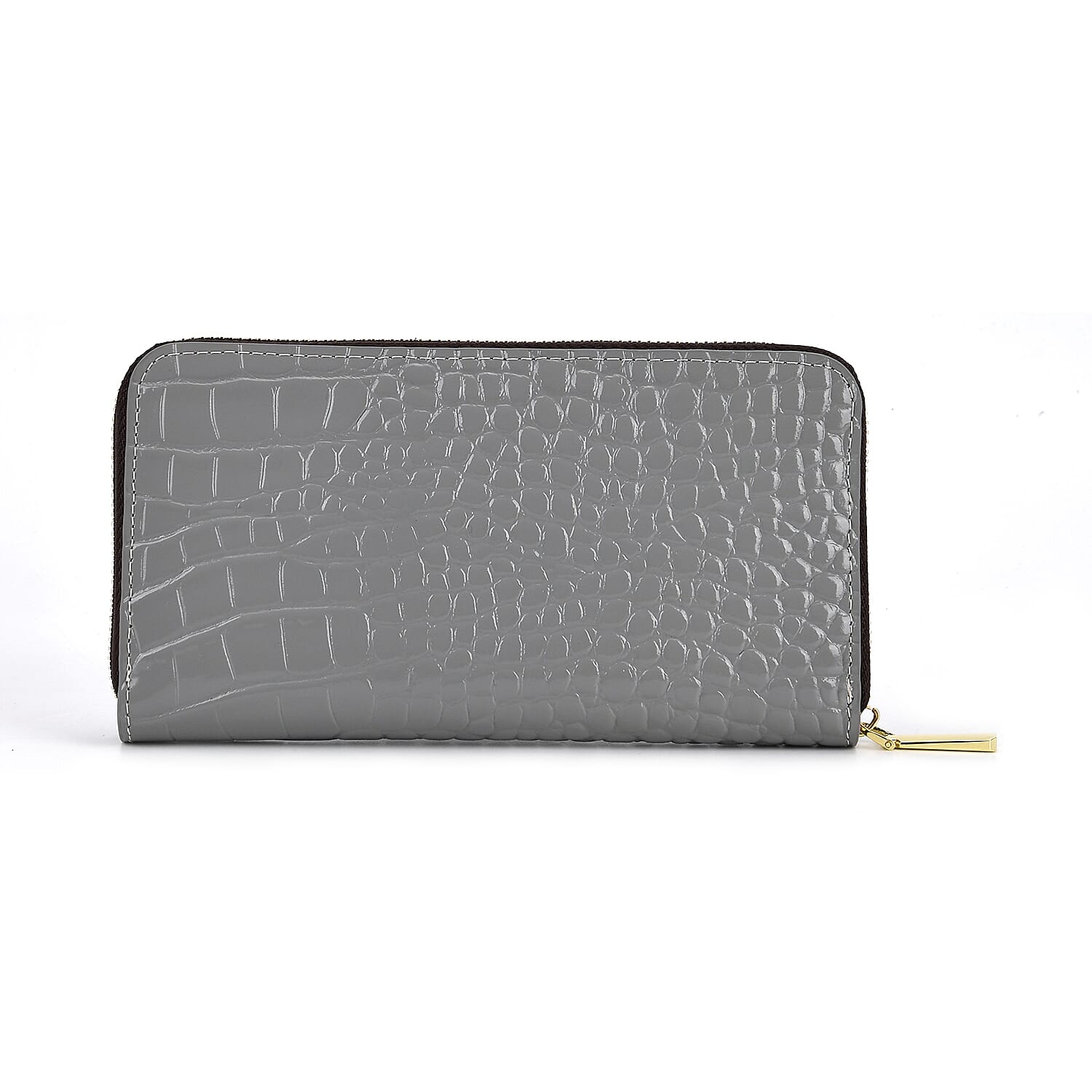 WILLIAM HUNT RFID Croc Embossed 100% Genuine Leather Wallet - Grey