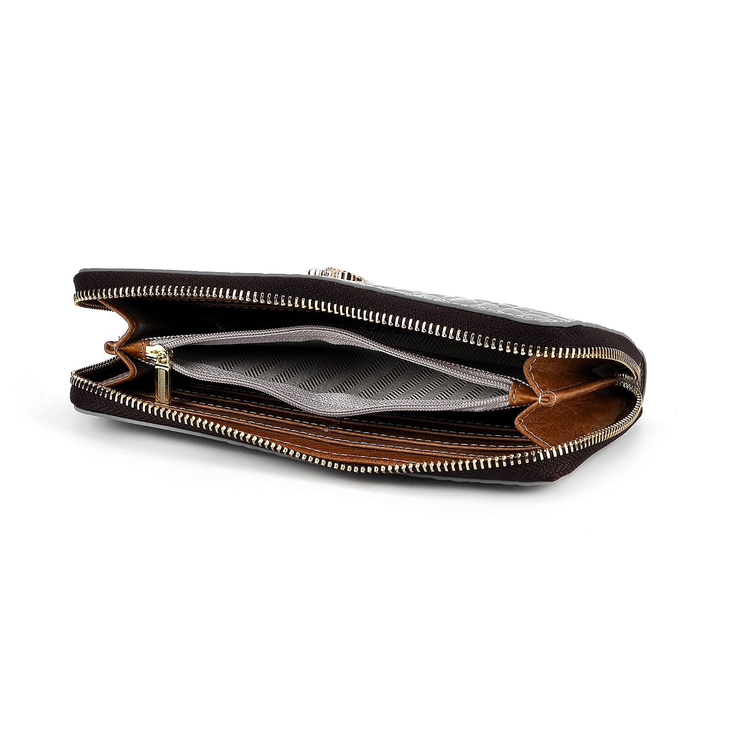 WILLIAM HUNT RFID Croc Embossed 100% Genuine Leather Wallet - Grey