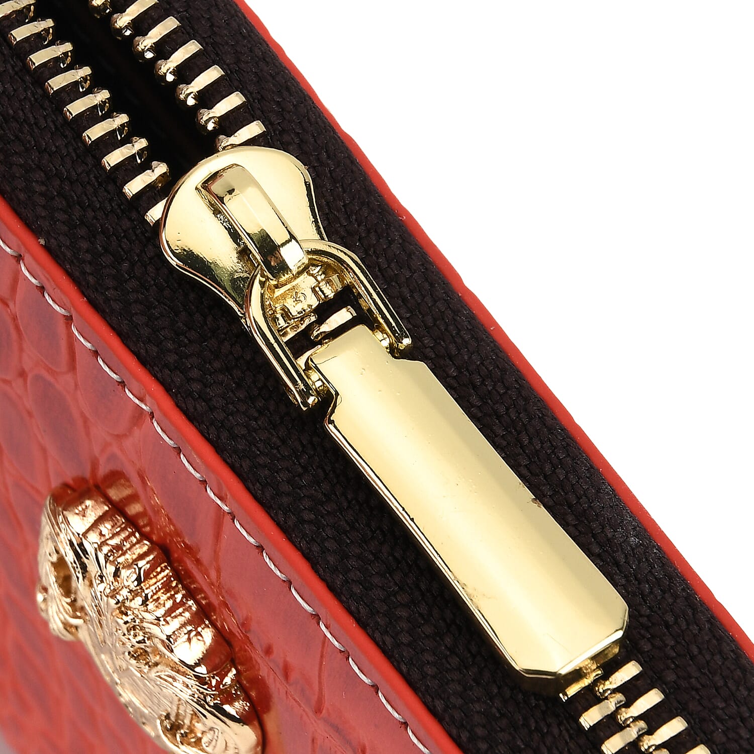 WILLIAM HUNT RFID Croc Embossed 100% Genuine Leather Wallet - Red