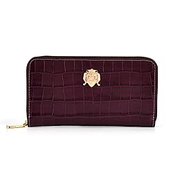 WILLIAM HUNT RFID Croc Embossed 100% Genuine Leather Wallet - Beige