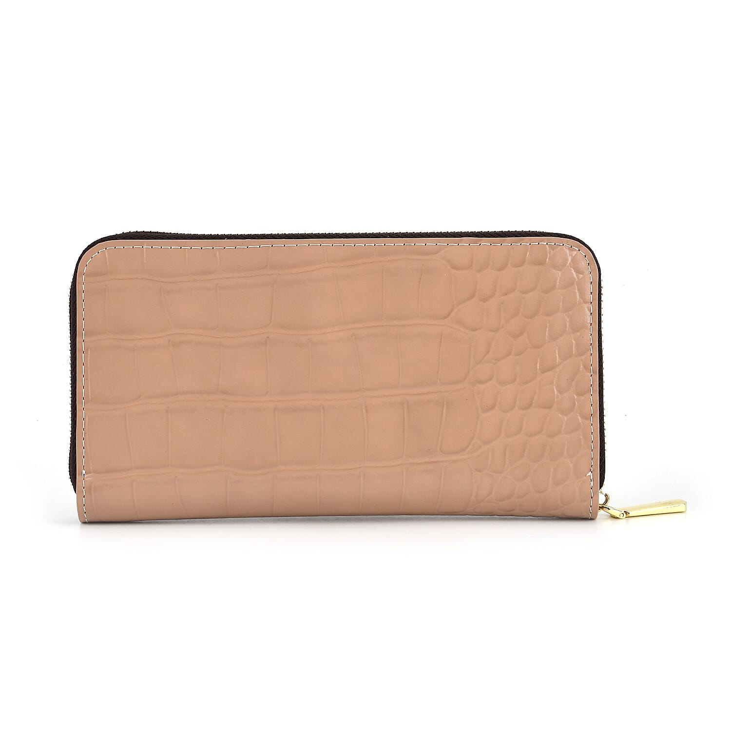 WILLIAM HUNT RFID Croc Embossed 100% Genuine Leather Wallet - Beige