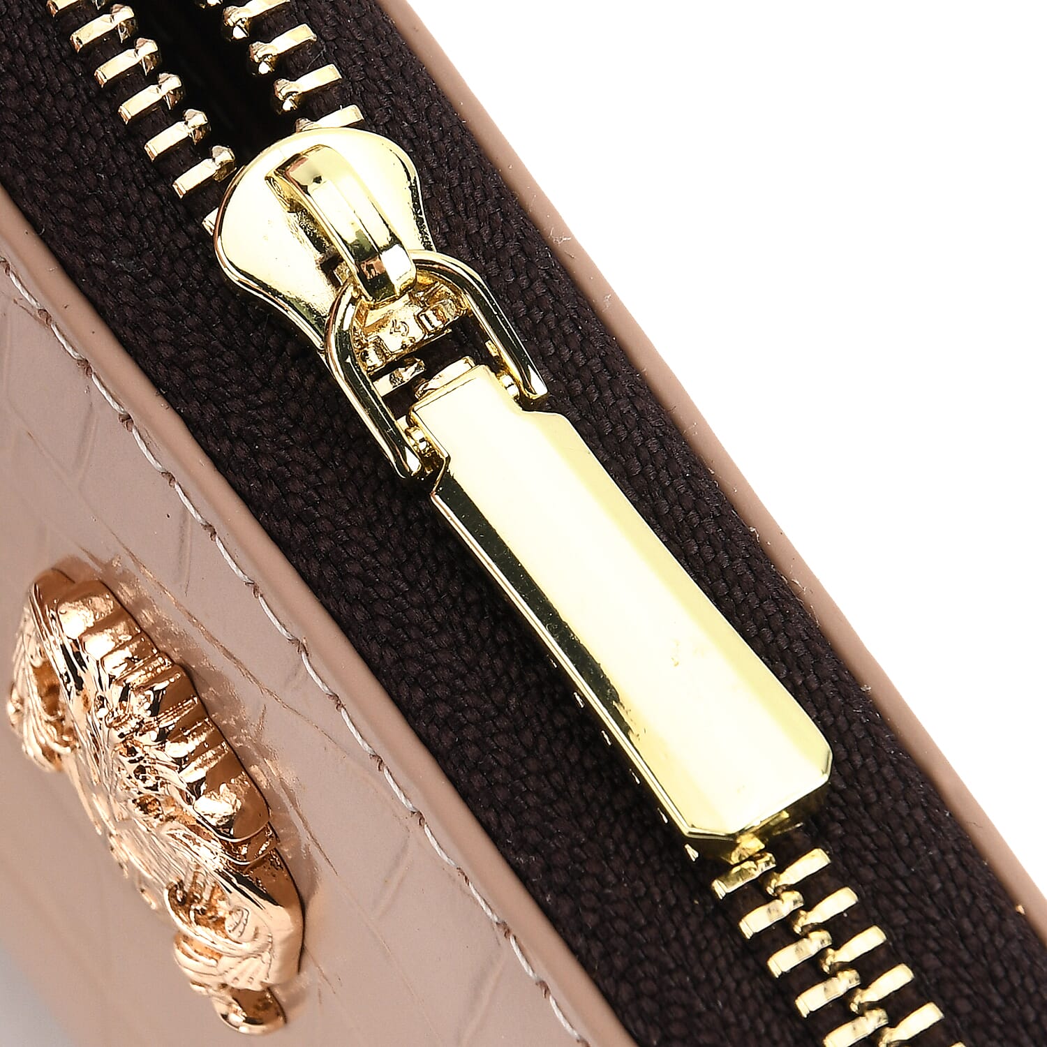 WILLIAM HUNT RFID Croc Embossed 100% Genuine Leather Wallet - Beige