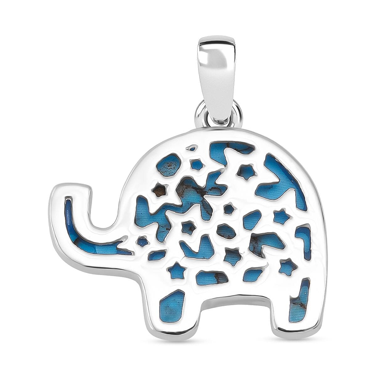 Blue Turquoise Elephant Pendant Sterling Silver