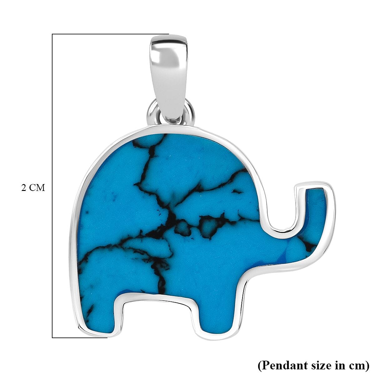 Blue Turquoise Elephant Pendant Sterling Silver