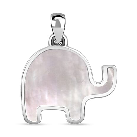 Mother Of Pearl Elephant Pendant Sterling Silver