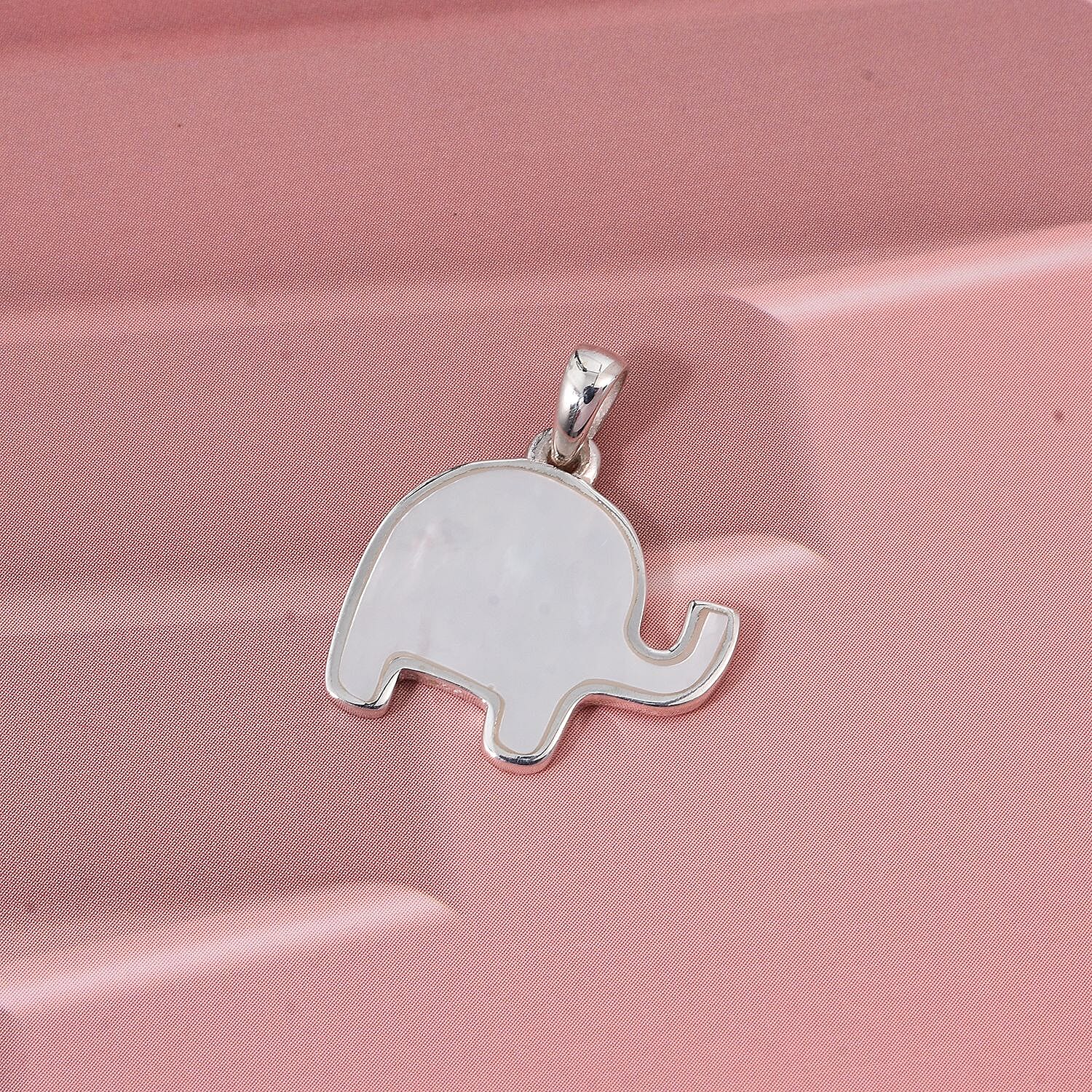 Mother Of Pearl Elephant Pendant Sterling Silver