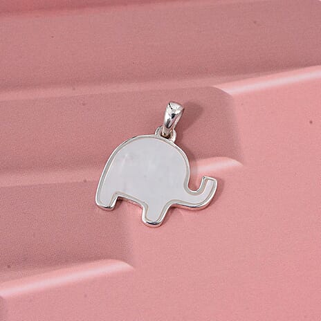 Mother Of Pearl Elephant Pendant Sterling Silver
