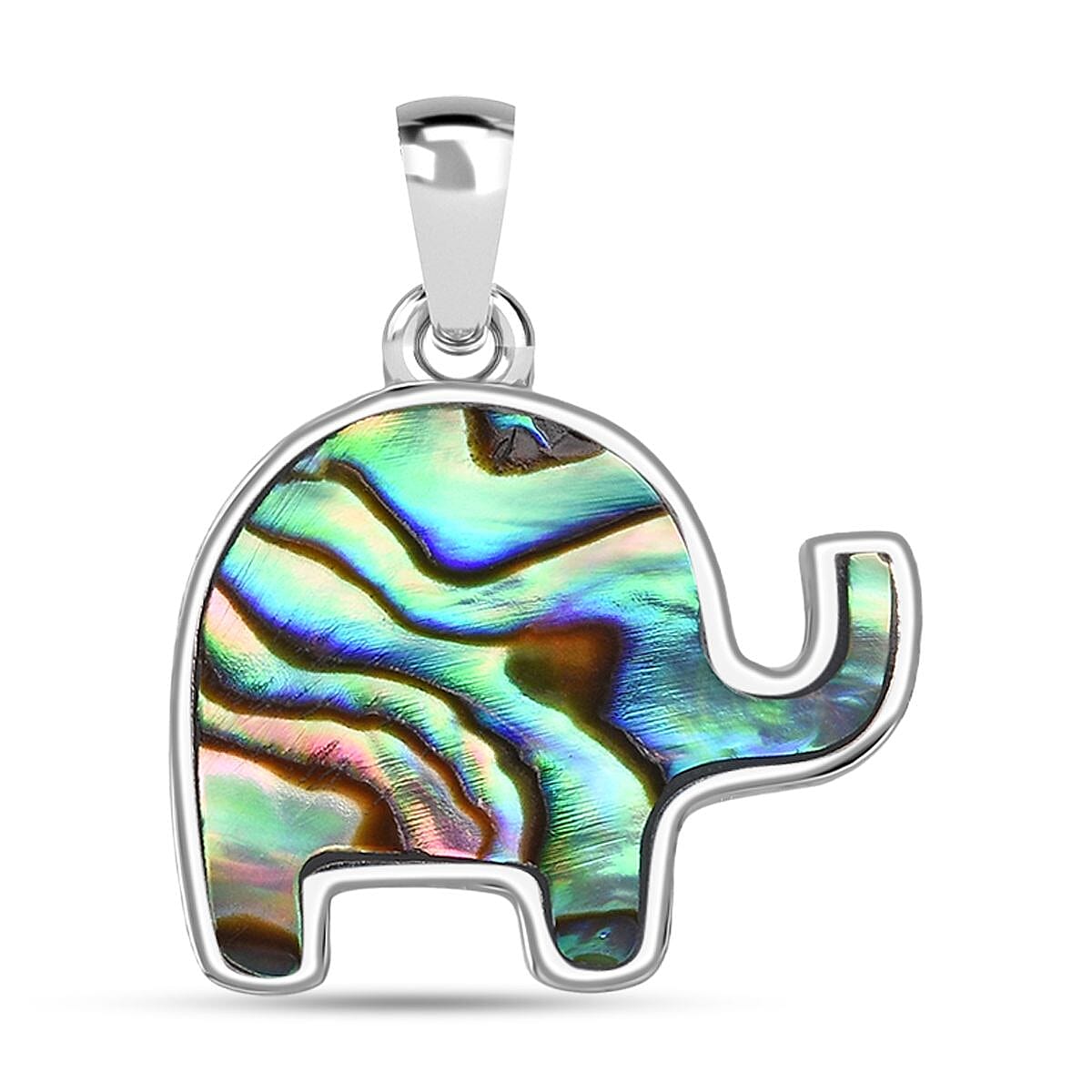 Abalone Shell Elephant Pendant Sterling Silver