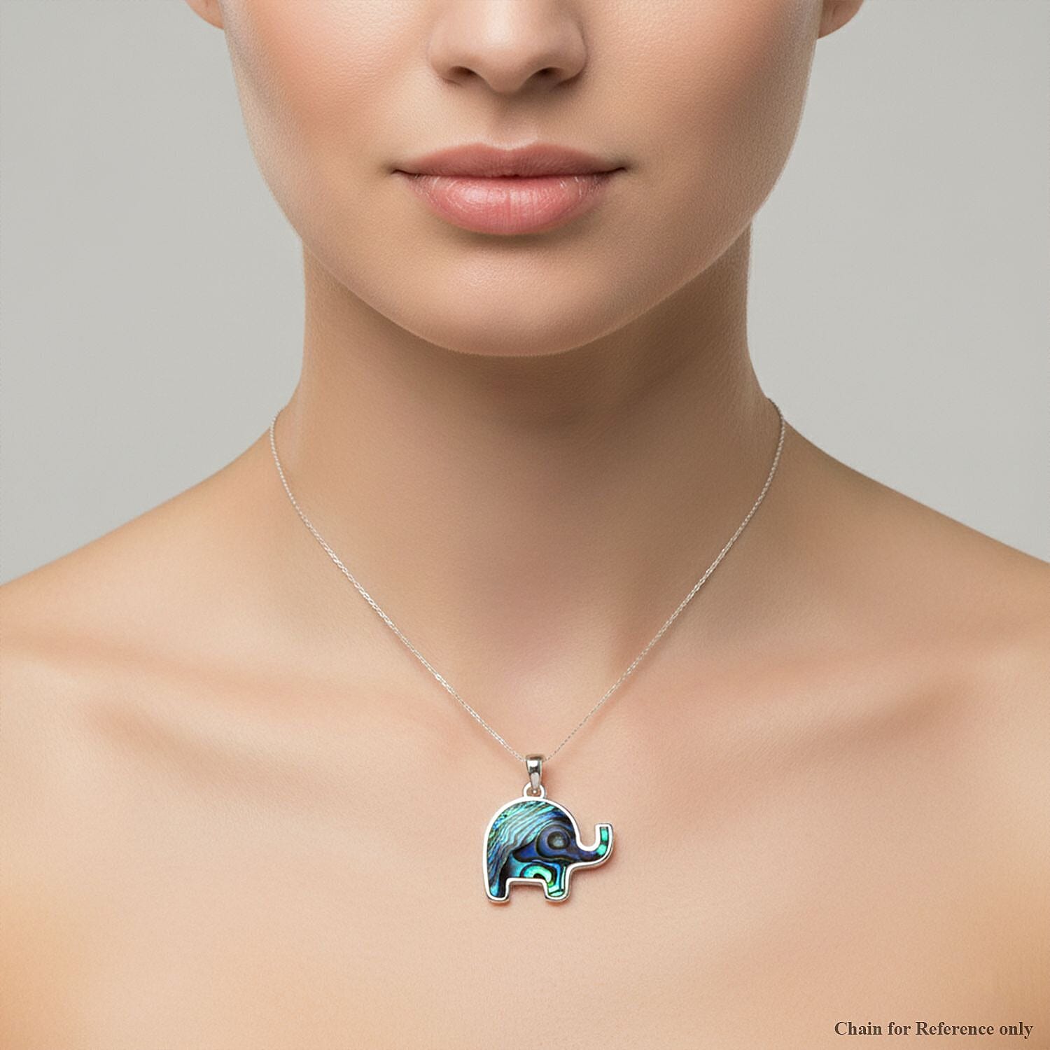 Abalone Shell Elephant Pendant Sterling Silver