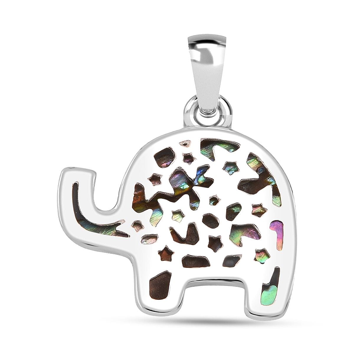 Abalone Shell Elephant Pendant Sterling Silver