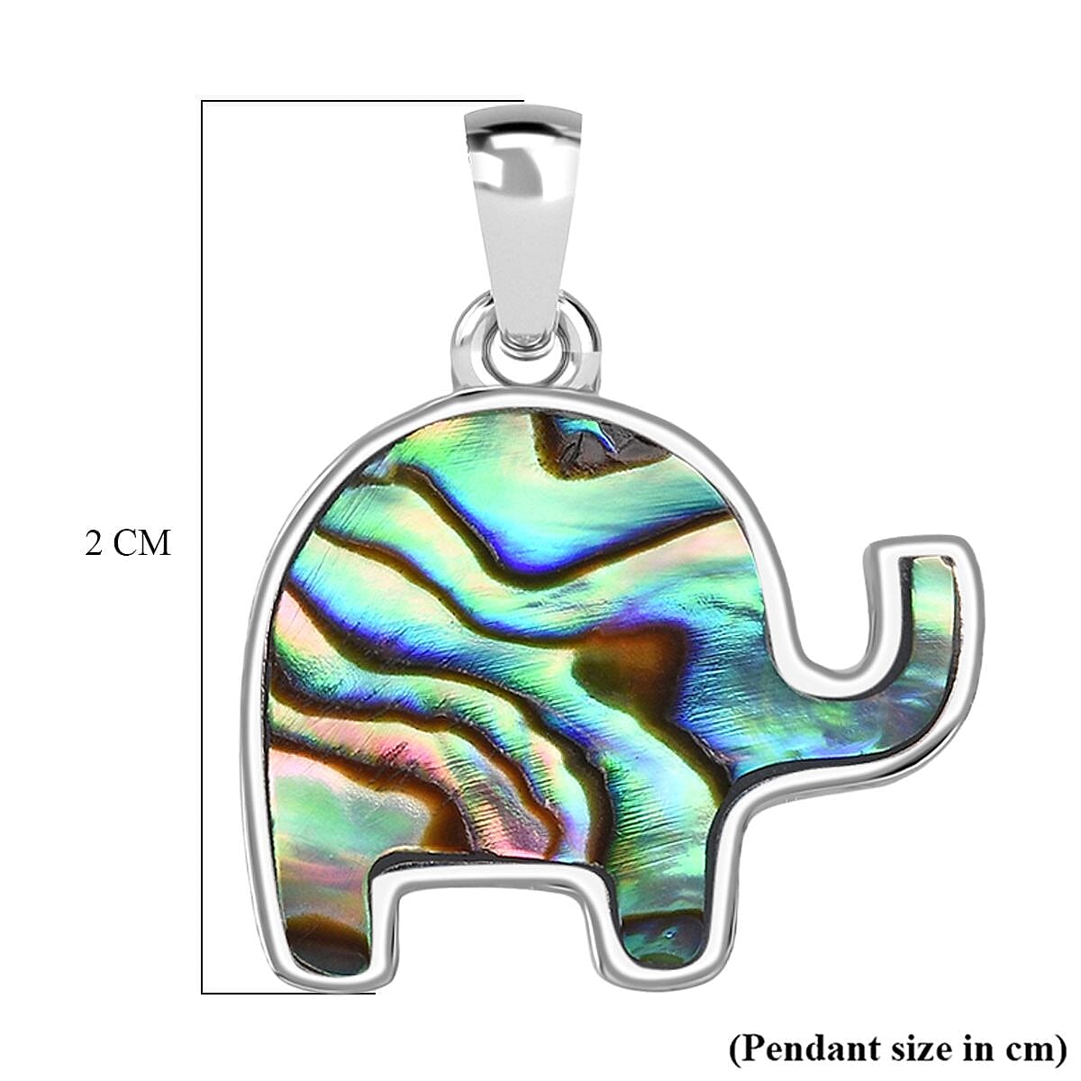 Abalone Shell Elephant Pendant Sterling Silver