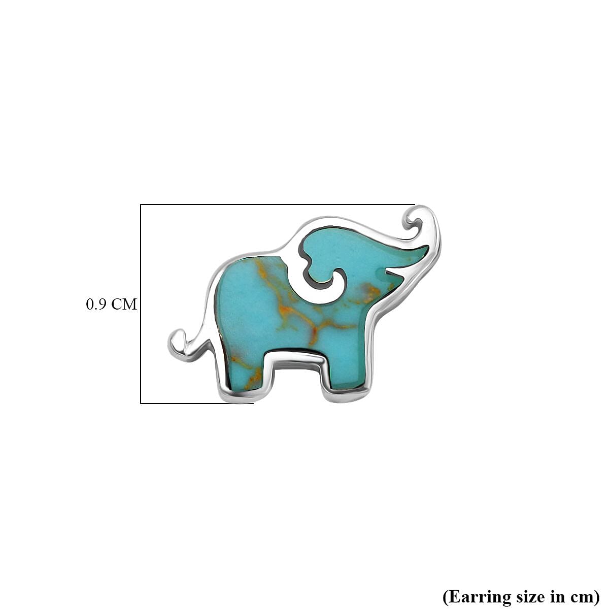 Greenish Blue Turquoise Elephant Earring with Push Back Sterling Silver