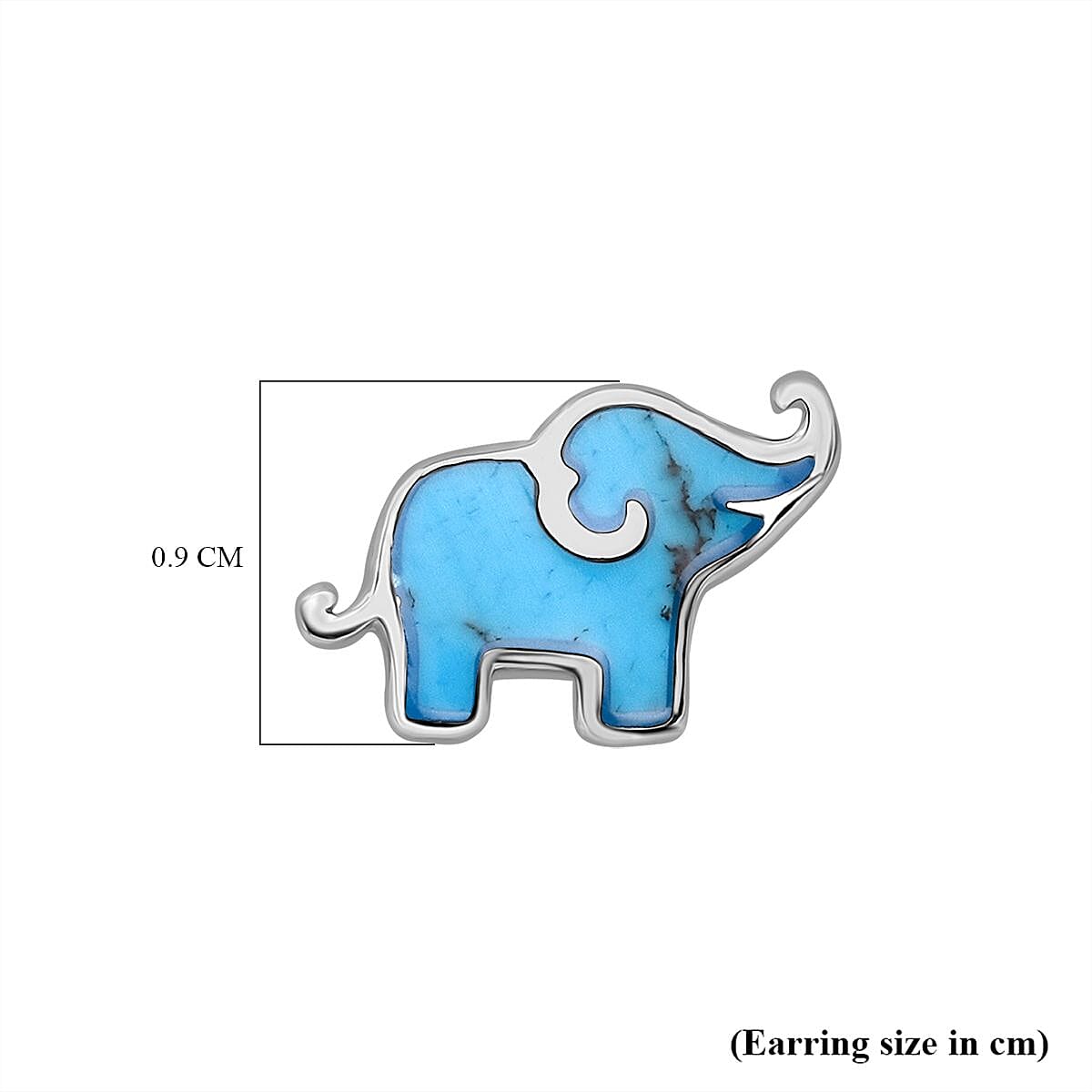 Blue Turquoise Elephant Earring with Push Back Sterling Silver