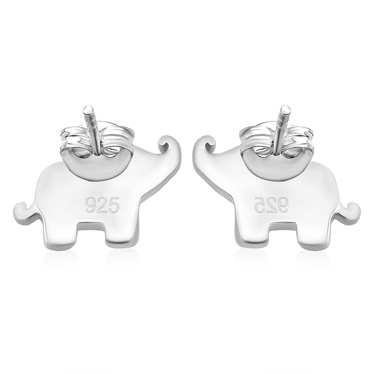 Mother Of Pearl Elephant Earring with Push Back Sterling Silver